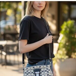 Coach Black and Cream Crossbody Bag